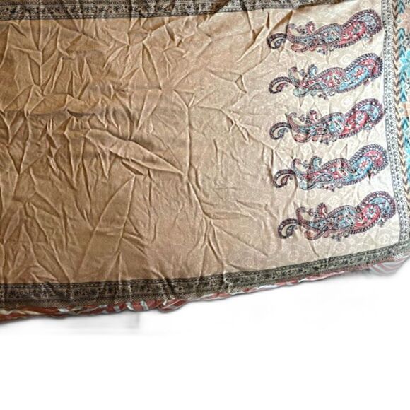 Modern Bohochic Brown/Turquoise/Red Paisley Design Table Runner Fringe 27"x 79" - Picture 4 of 8